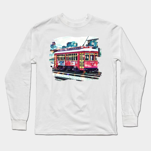 Bokeh Streetcar Long Sleeve T-Shirt by RoxanneG